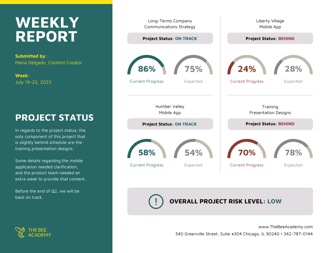 Horizontal Weekly Reporting Template